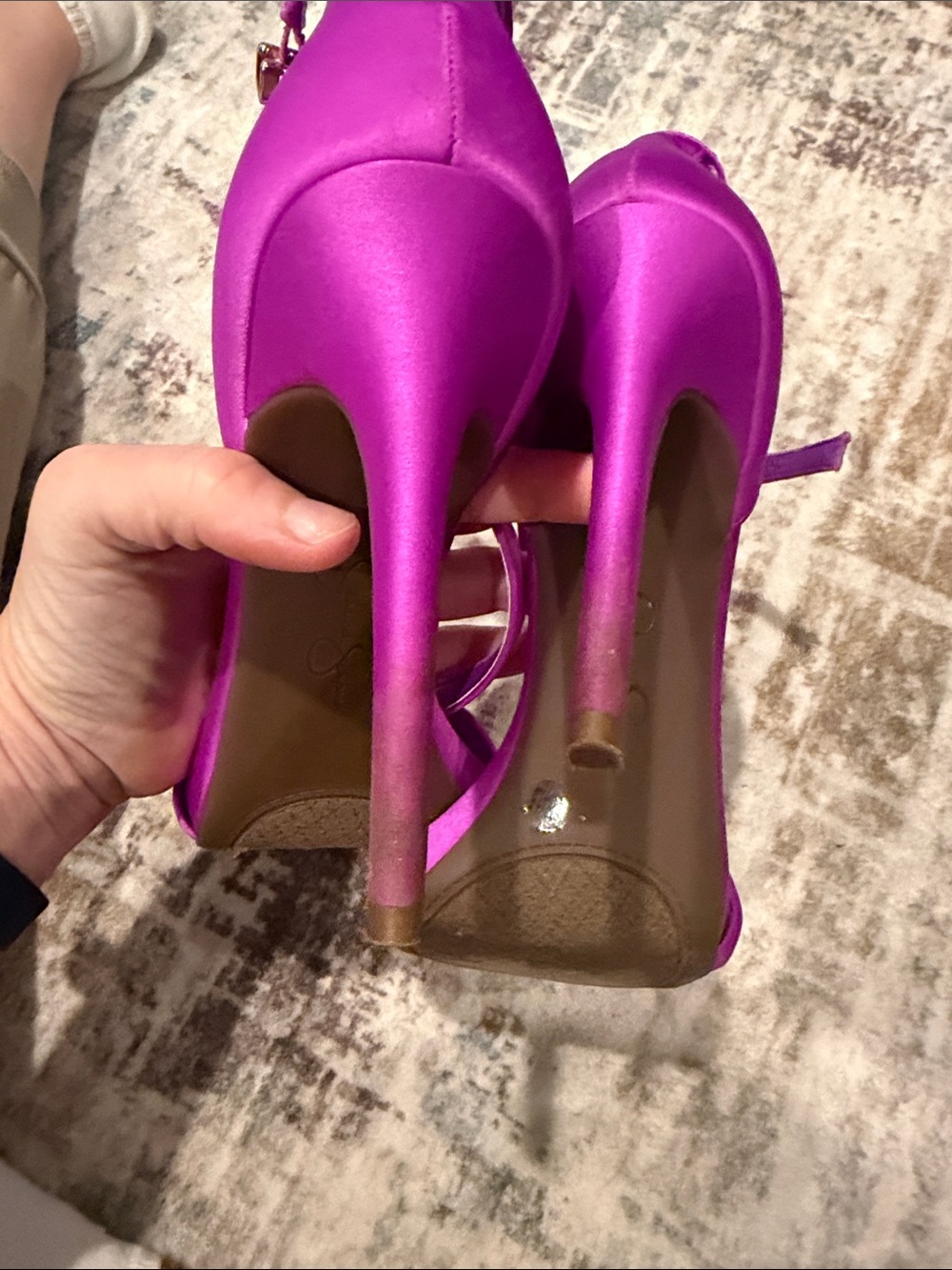 Jessica Simpson Rayli Dress Fuchsia Satin Strappy Ankle-Heels - Picture 9 of 13